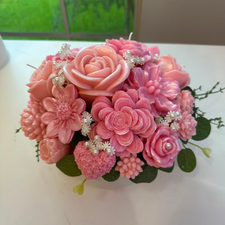 Handmade Candle Bouquet "Romance in Pink"