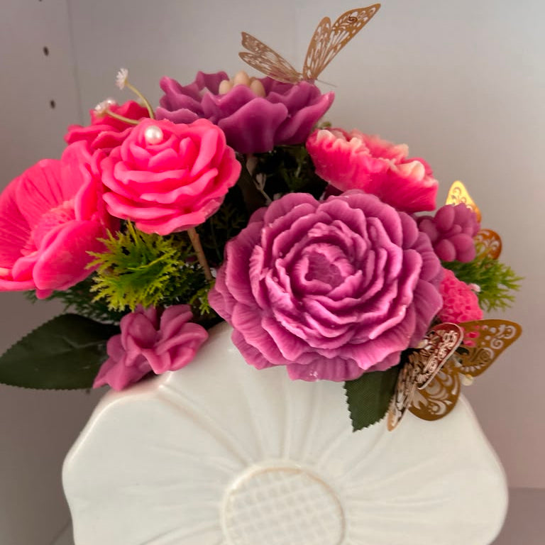 Premium Candle Floral Arrangement "Butterfly Garden"