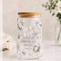 Glass Tumbler with Bamboo Lid for the Bride and Groom