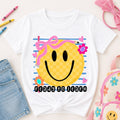"Ready to Learn" Children's T-Shirt – Happy Face School T-Shirt with Coquette Bow for Girls