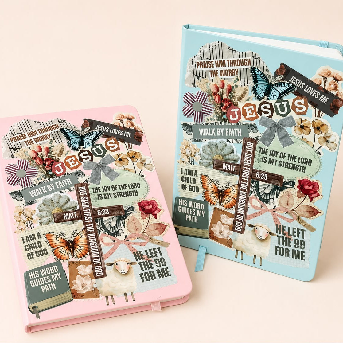 "Walk by Faith" Devotional Notebook – Christian Notebook with Inspirational Collage