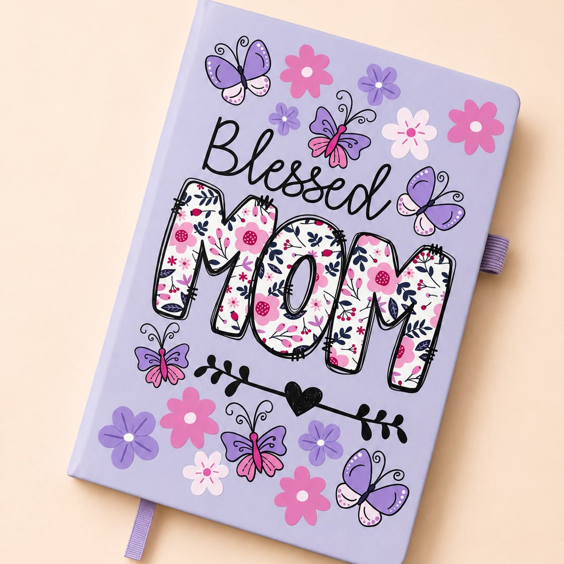 Lavender Notebook "Blessed Mom" – Floral & Butterfly Collection